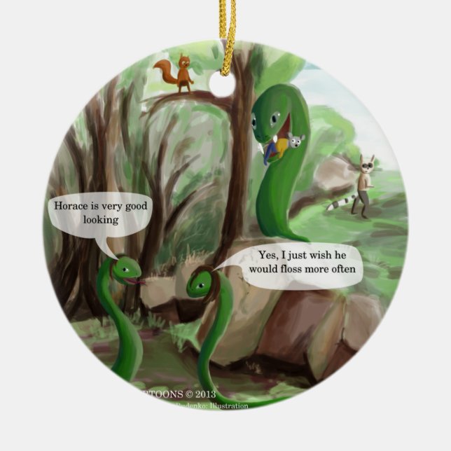 Snake Dental Issues Funny Ceramic Ornament (Front)