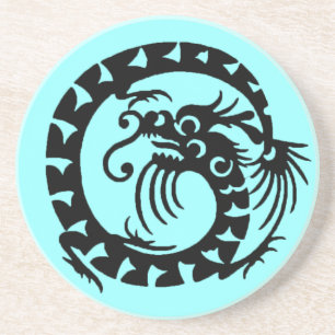 SNAKE DRAGON , black and blue Coaster