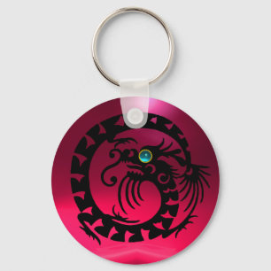 SNAKE DRAGON,black,blue aquamarine,red pink ruby Key Ring