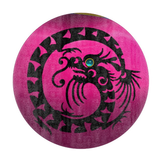 SNAKE  DRAGON, Black,Pink Fuchsia Purple Amethyst  Cutting Board (Front)