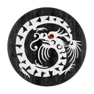 SNAKE  DRAGON, Black,White ,Red Ruby Cutting Board