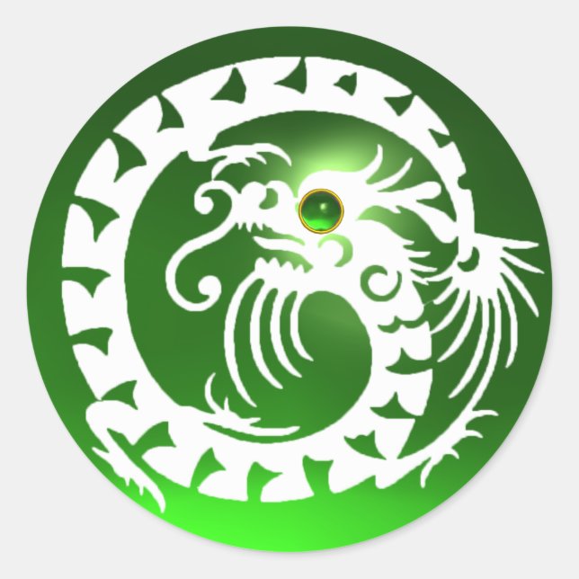 SNAKE  DRAGON  ,emeral green Classic Round Sticker (Front)