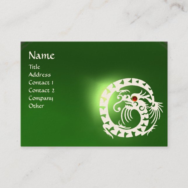 SNAKE DRAGON EMERALD  green white red Business Card (Front)