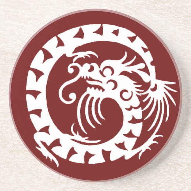 SNAKE DRAGON , red and white Coaster (Front)