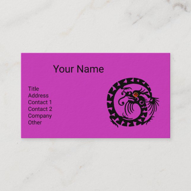 SNAKE DRAGON Red Ruby, Black White Purple Fantasy Business Card (Front)