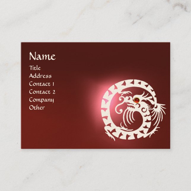 SNAKE DRAGON  RUBY black and white red Business Card (Front)