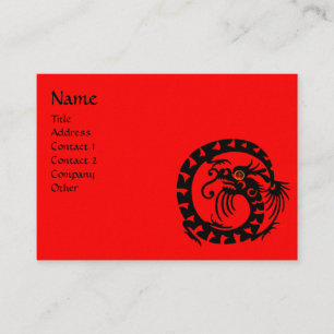 SNAKE DRAGON RUBY black and white red Business Card