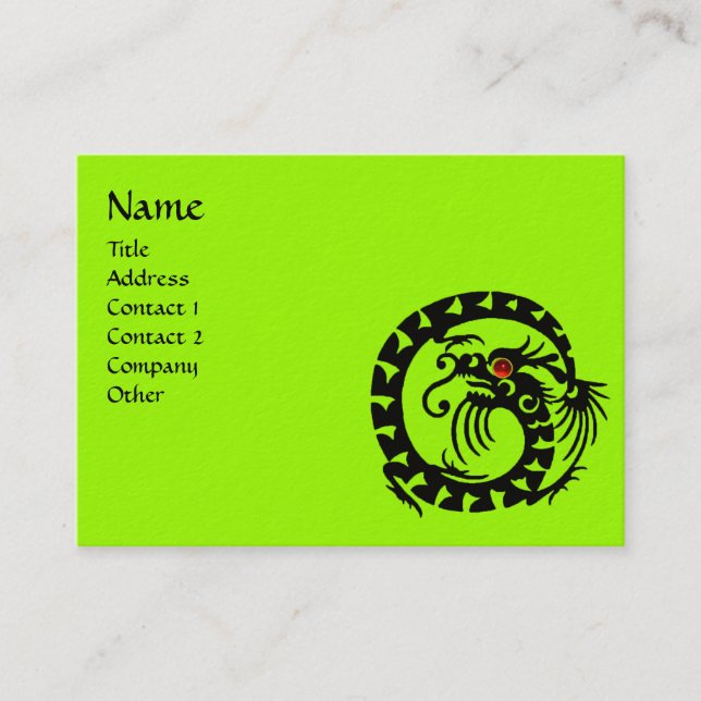 SNAKE DRAGON  RUBY black and white red green Business Card (Front)