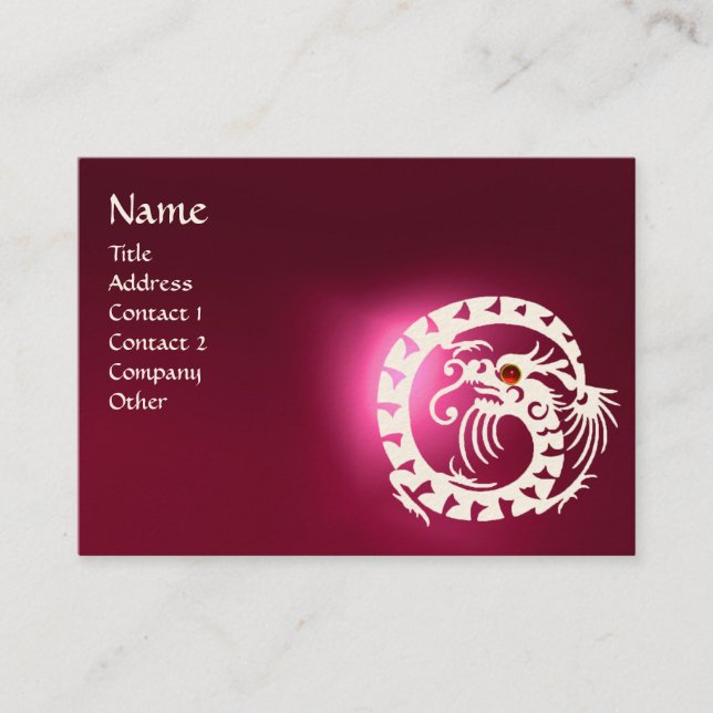 SNAKE DRAGON  RUBY black and white red pink Business Card (Front)