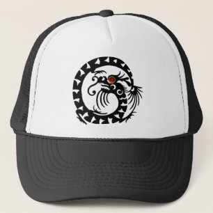 SNAKE DRAGON RUBY, black and white red Trucker Hat