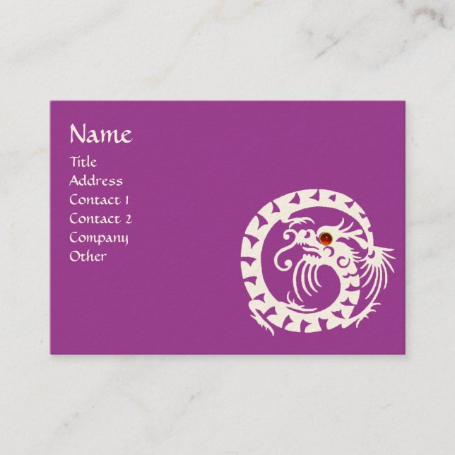 SNAKE DRAGON  RUBY violet white red purple Business Card (Front)