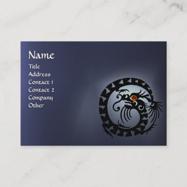 SNAKE DRAGON TOPAZ white red blue black Business Card (Front)
