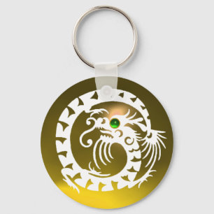 SNAKE DRAGON,white, green emerald,yellow topaz Key Ring
