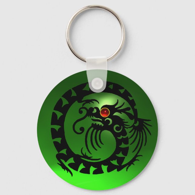SNAKE DRAGON,white,red pink ruby,yellow topaz Key Ring (Front)