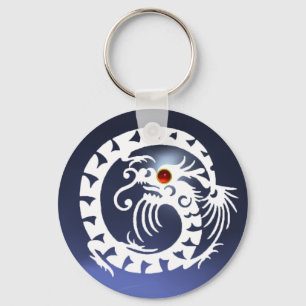SNAKE DRAGON,white,red  ruby,blue topaz Key Ring
