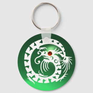 SNAKE DRAGON,white,red  ruby, green jade Key Ring