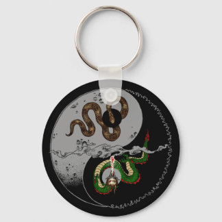 Snake/Dragon Ying/Yang Symbol Round Keychain