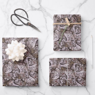 Snake drawing graffiti pattern wrapping paper sheet