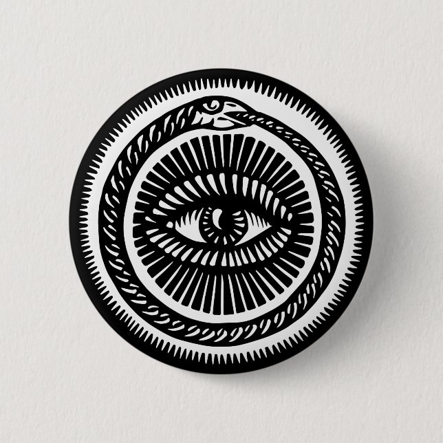 snake eating its own tail 6 cm round badge (Front)