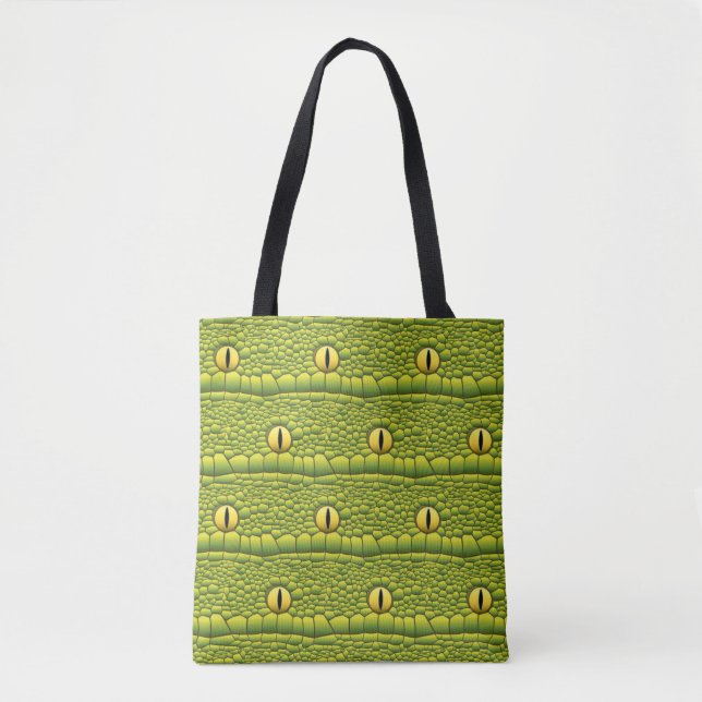 Snake Eyes Pattern - Abstract Green Reptile Tote Bag (Front)