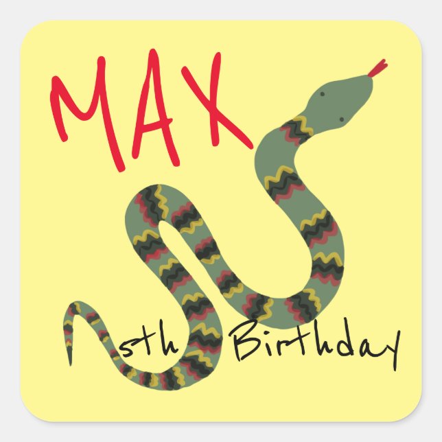 Snake for Exploring Jungle Safari Birthday Square Sticker (Front)
