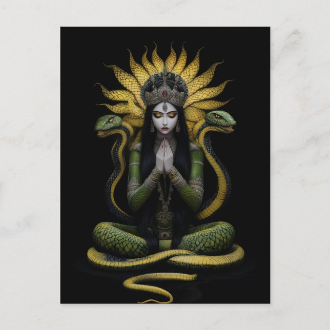 Snake Goddess Naga Kanya Queen Portrait Painting Postcard (Front)