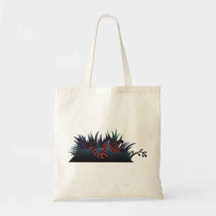 snake grass red black reptile tote bag