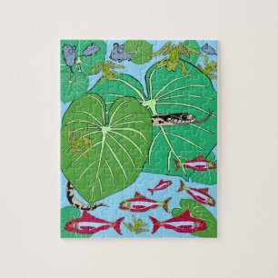Snake@Green  leaf print  jigsaw puzzle