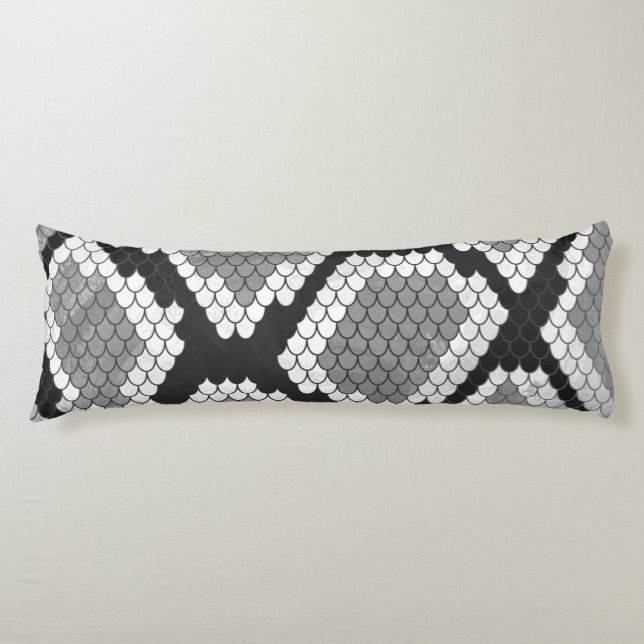 Snake Grey and Light Grey Print Body Cushion (Front)
