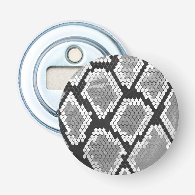 Snake Grey and Light Grey Print Bottle Opener (Front)