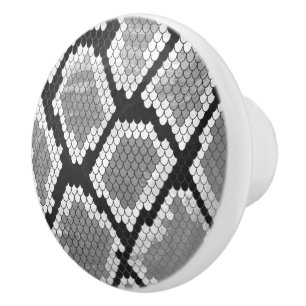 Snake Grey and Light Grey Print Ceramic Knob
