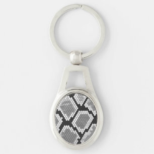 Snake Grey and Light Grey Print Key Ring