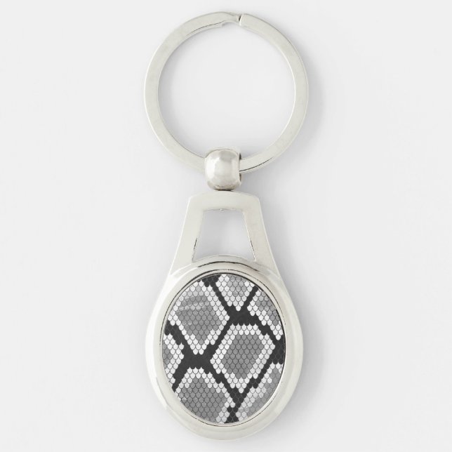 Snake Grey and Light Grey Print Key Ring (Front)