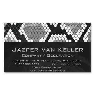 Snake Grey and Light Grey Print Magnetic Business Card