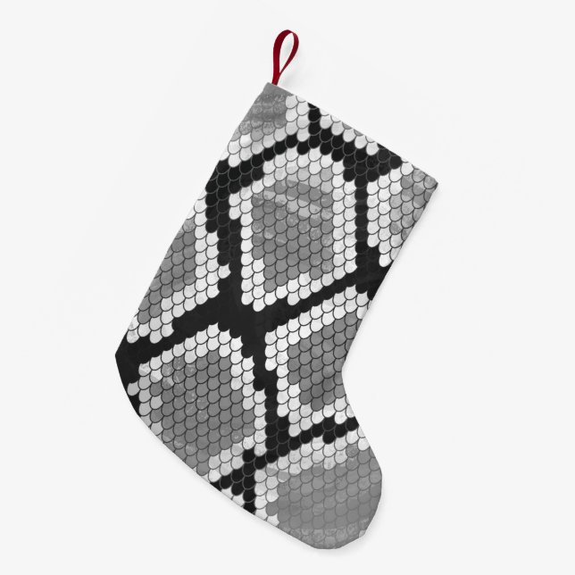 Snake Grey and Light Grey Print Small Christmas Stocking (Front (Hanging))