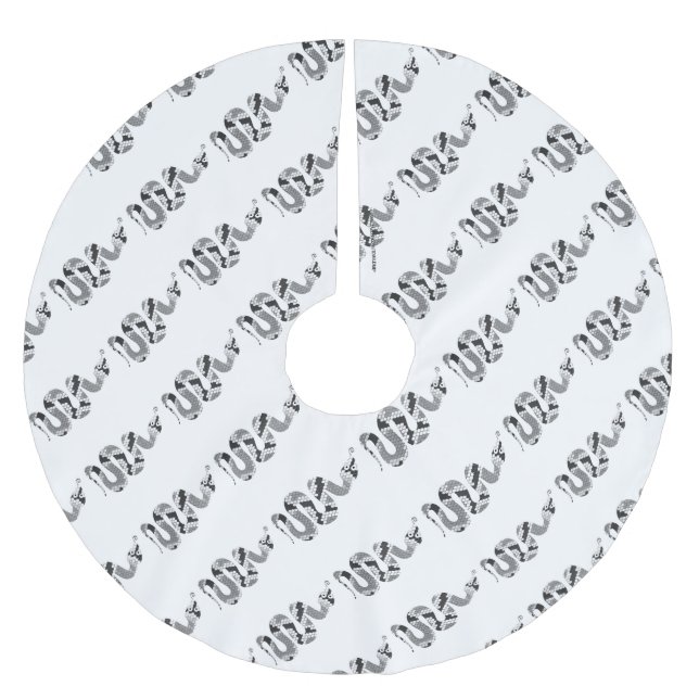 Snake Grey and Light Grey Silhouette Brushed Polyester Tree Skirt (Front)
