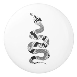 Snake Grey and Light Grey Silhouette Ceramic Knob