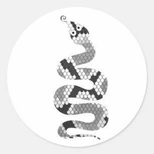 Snake Grey and Light Grey Silhouette Classic Round Sticker