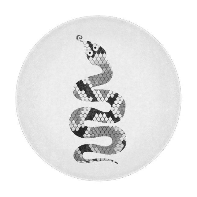 Snake Grey and Light Grey Silhouette Cutting Board (Front)