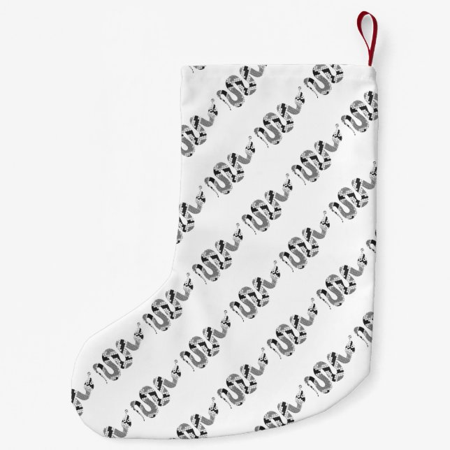 Snake Grey and Light Grey Silhouette Small Christmas Stocking (Back)