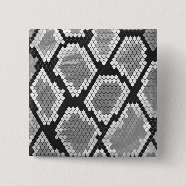 Snake Grey, White and Black Print 15 Cm Square Badge (Front)