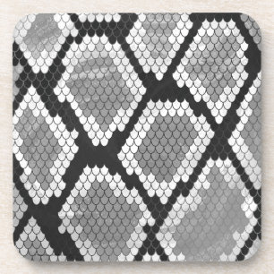 Snake Grey, White and Black Print Coaster