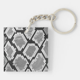 Snake Grey, White and Black Print Key Ring