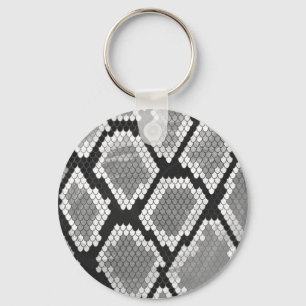 Snake Grey, White and Black Print Key Ring