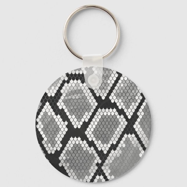 Snake Grey, White and Black Print Key Ring (Front)
