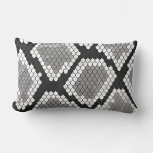 Snake Grey, White and Black Print Lumbar Cushion