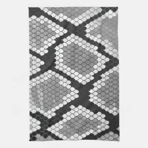 Snake Grey, White and Black Print Tea Towel