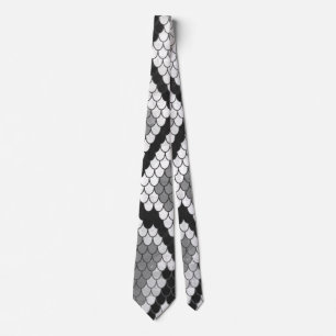 Snake Grey, White and Black Print Tie