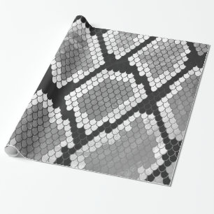 Snake Grey, White and Black Print Wrapping Paper