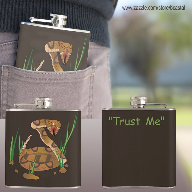 Snake in the Grass Square Sticker Hip Flask (Creator Uploaded)